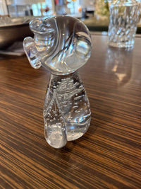 MCM Crystal Owl w/ Bubbles Art Glass 3"Diam x 5"H