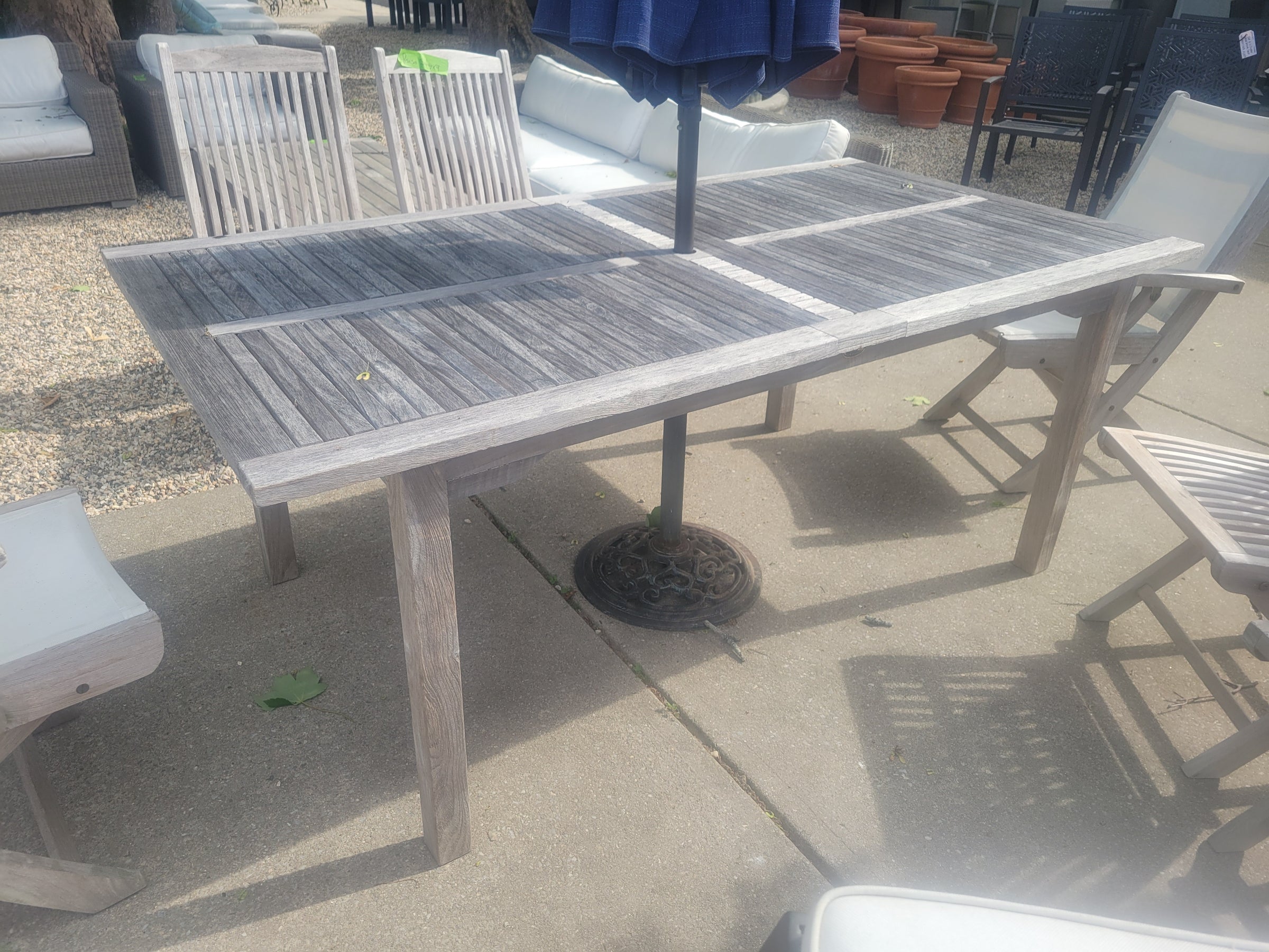 Plantation Teak Rectangular Dining Table w/ Umbrella Hole