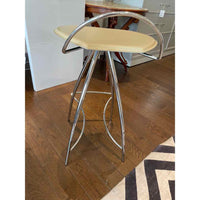 SET of 4 Beige Leather Coco Counter Stools by Cattelan Italia