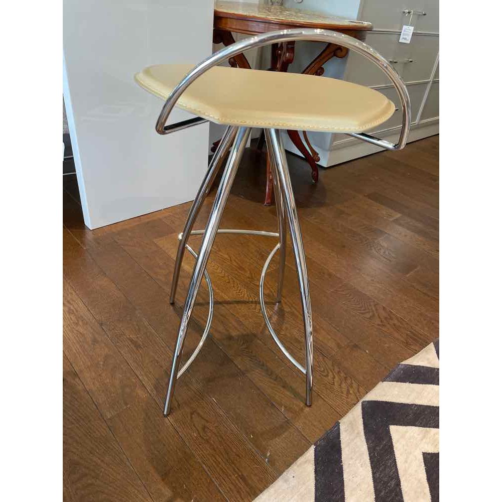 SET of 4 Beige Leather Coco Counter Stools by Cattelan Italia