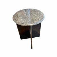 1980's Granite Round Top w/ a Beveled Edge Side Table 17"L x 17"W x 22"H
