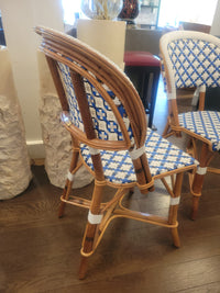 SET of 3 Blue & White Wicker Side Chairs by Maison Drucker