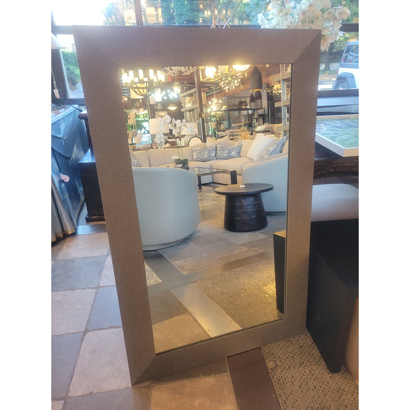 Custom Gray Fabric Frame Vertical Mirror