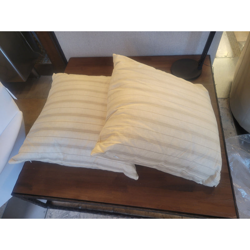 PAIR of Beige Striped Pillows w/ Down Inserts