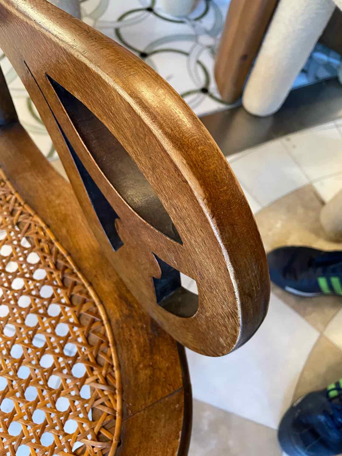 Vintage Wood Cane Back Rocking Chair