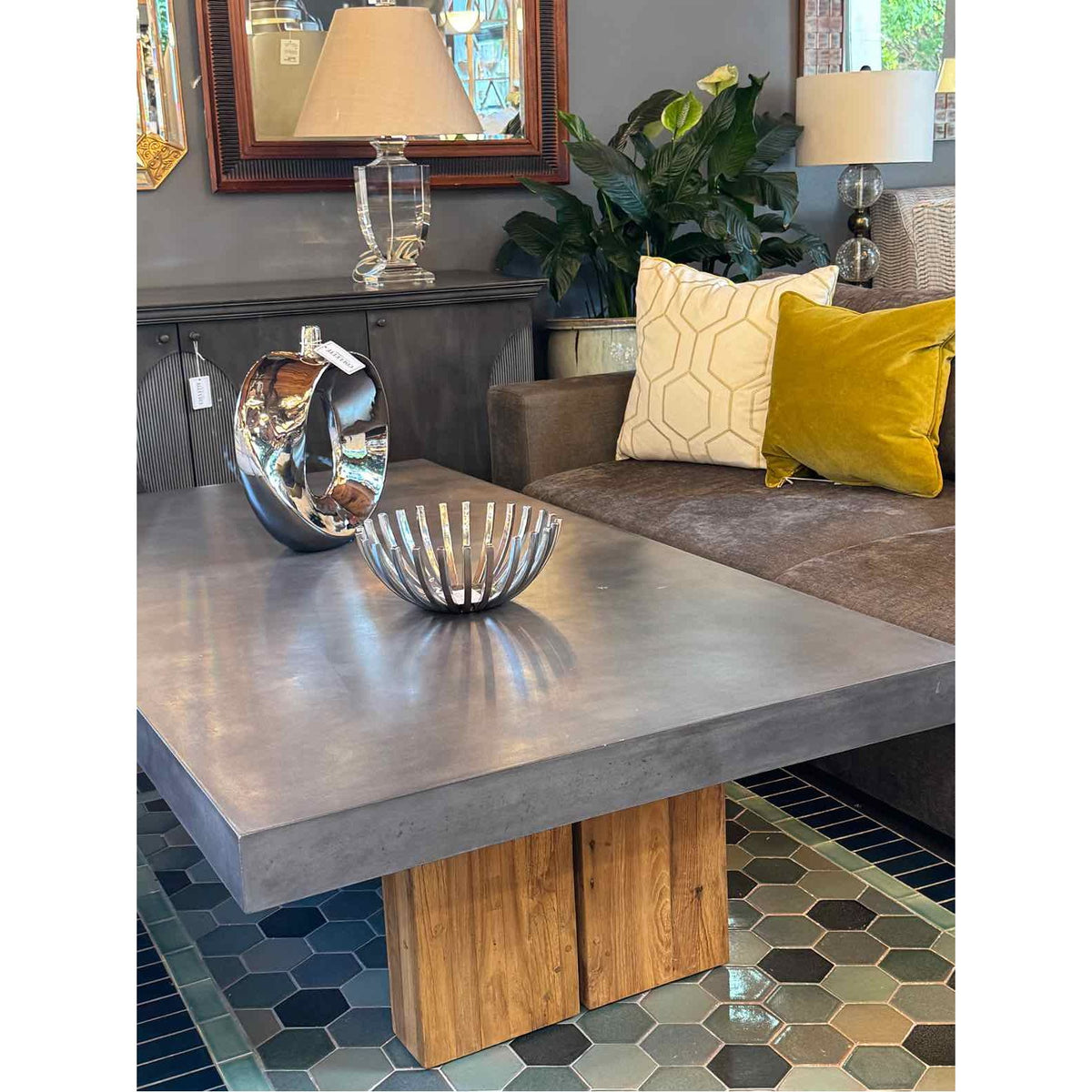 Restoration Hardware Metal Top Coffee Table (AS IS)