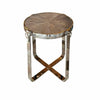 Round Wood & Chrome Side Table