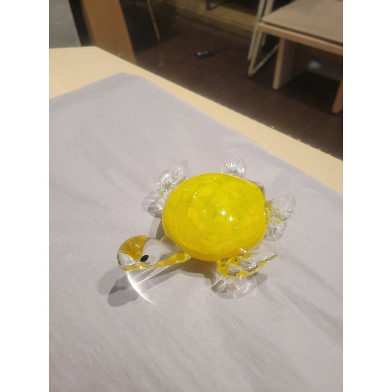 Yellow Glass Turtle Paperweight