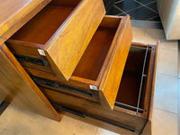 Mid-Century Style Chestnut Wood & Metal 3-Drawer Desk