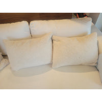 PAIR of White Fur Lumbar Pillows w/ Down Inserts
