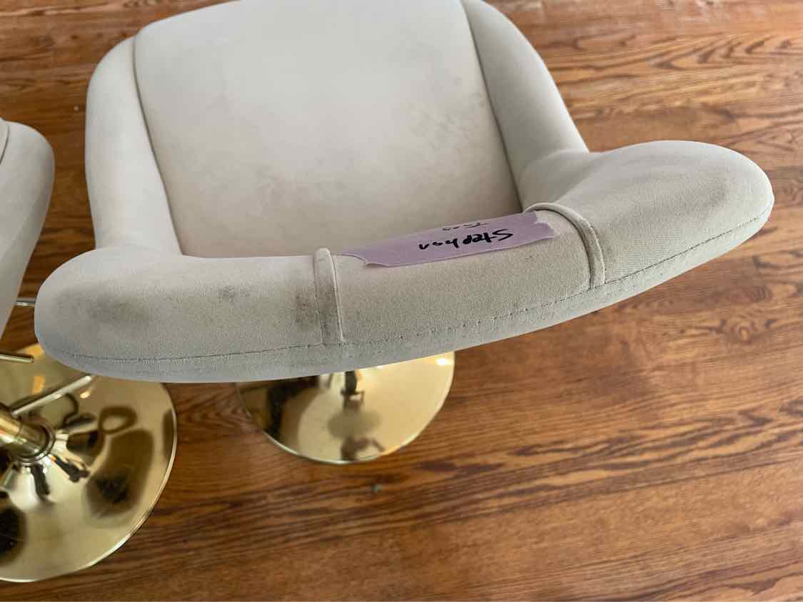 SET of 4 Velvet & Gold Metal Bar Stools by Coolmore (AS IS)