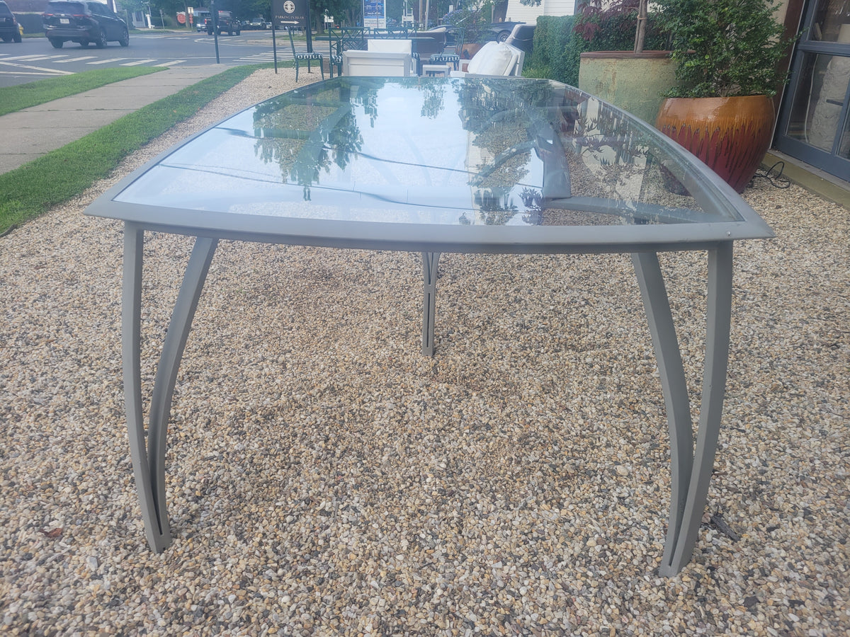 Powder Coat Aluminum Pasadena Dining Table w/ Glass Top by Brown Jordan (AS IS)