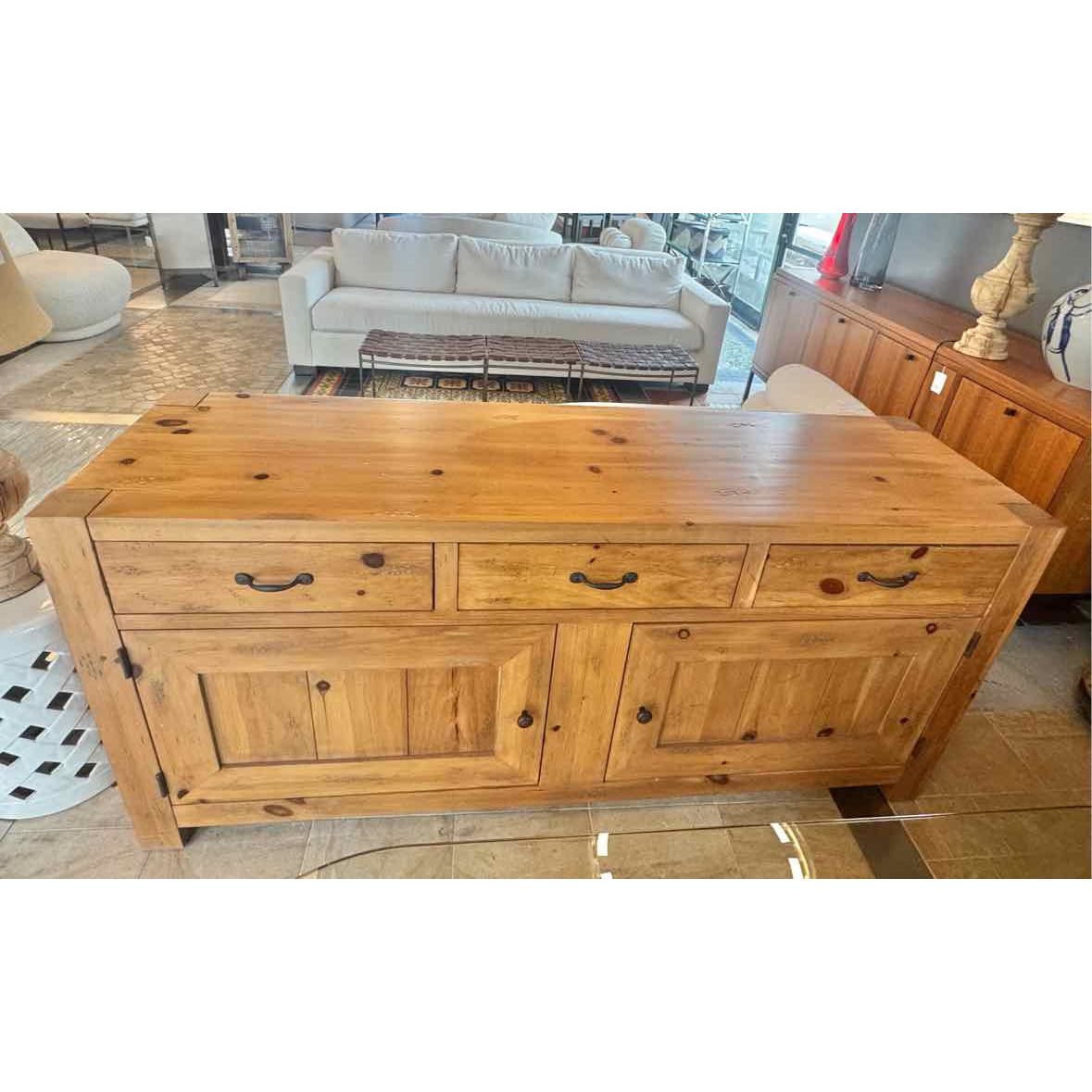 2-Door Molded-Frame Solid Light Wood Buffet by Ethan Allen