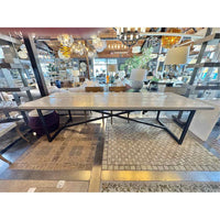 Custom European Painted Wood Dining Table on Metal Base - colletteconsignment.com