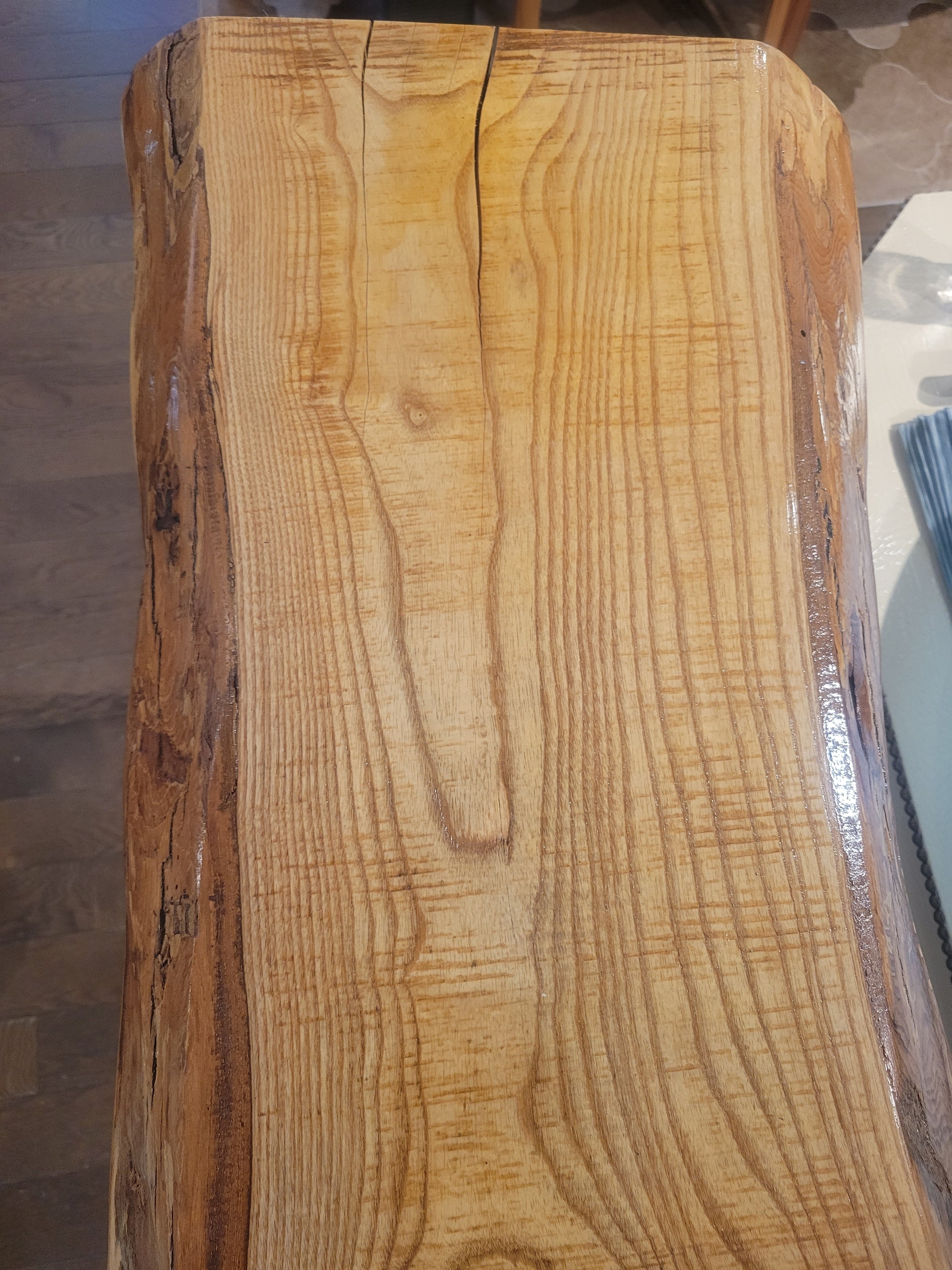 Live Edge Wood Slab Bar Height Console Table on Black Metal Legs
