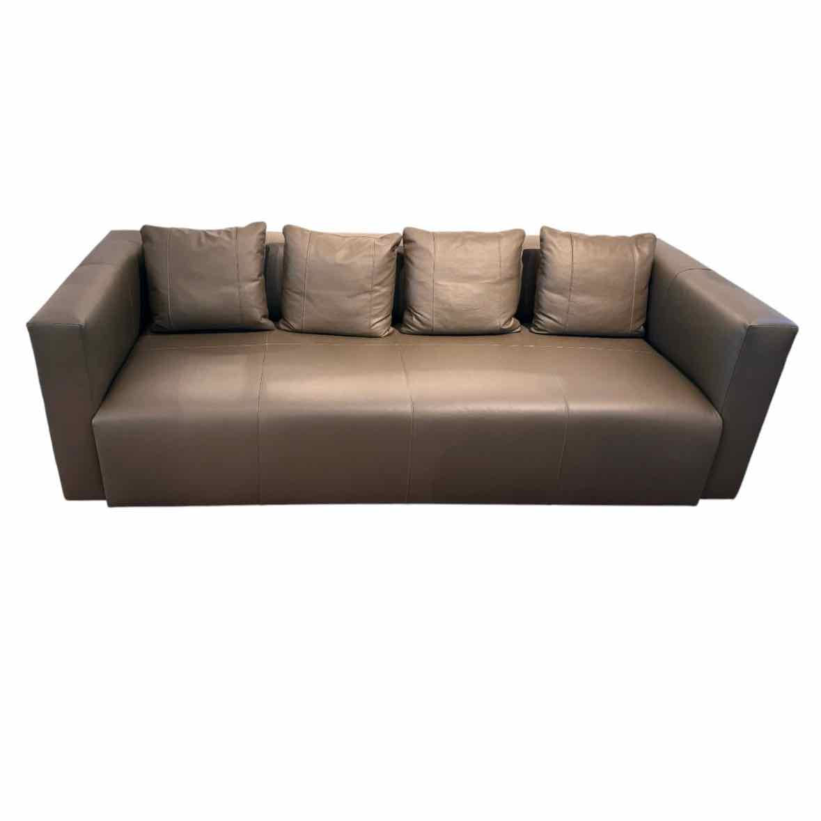 The Breuer Sofa in Pebbled Leather - Truffle 85"Wx34.5"Dx27"H