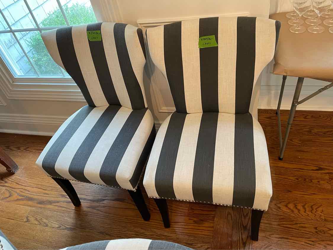 SET of 4 Striped Dining Chairs w/ Nailheads by Safavieh (AS IS)