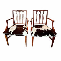 PAIR of Antique Mahogany Cowhide Chairs