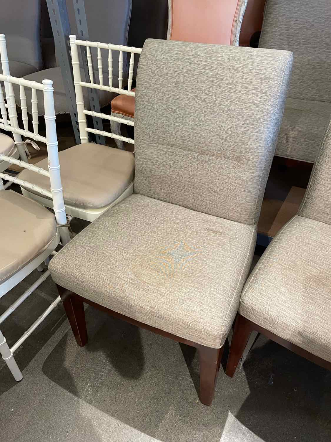 SET of 8 Gray Upholstered Dining Chairs by Bill Sofield for Baker (AS IS)