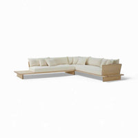 Performance Boucle Sectional w/ Ash Base & Side Table - AS IS