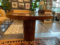 7-ft Lacquered Mahogany Burlwood Dining Table by Paul Mayen for Intrex (AS IS)