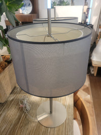 PAIR of Brushed Metal Table Lamps w/ Double Layered Shades