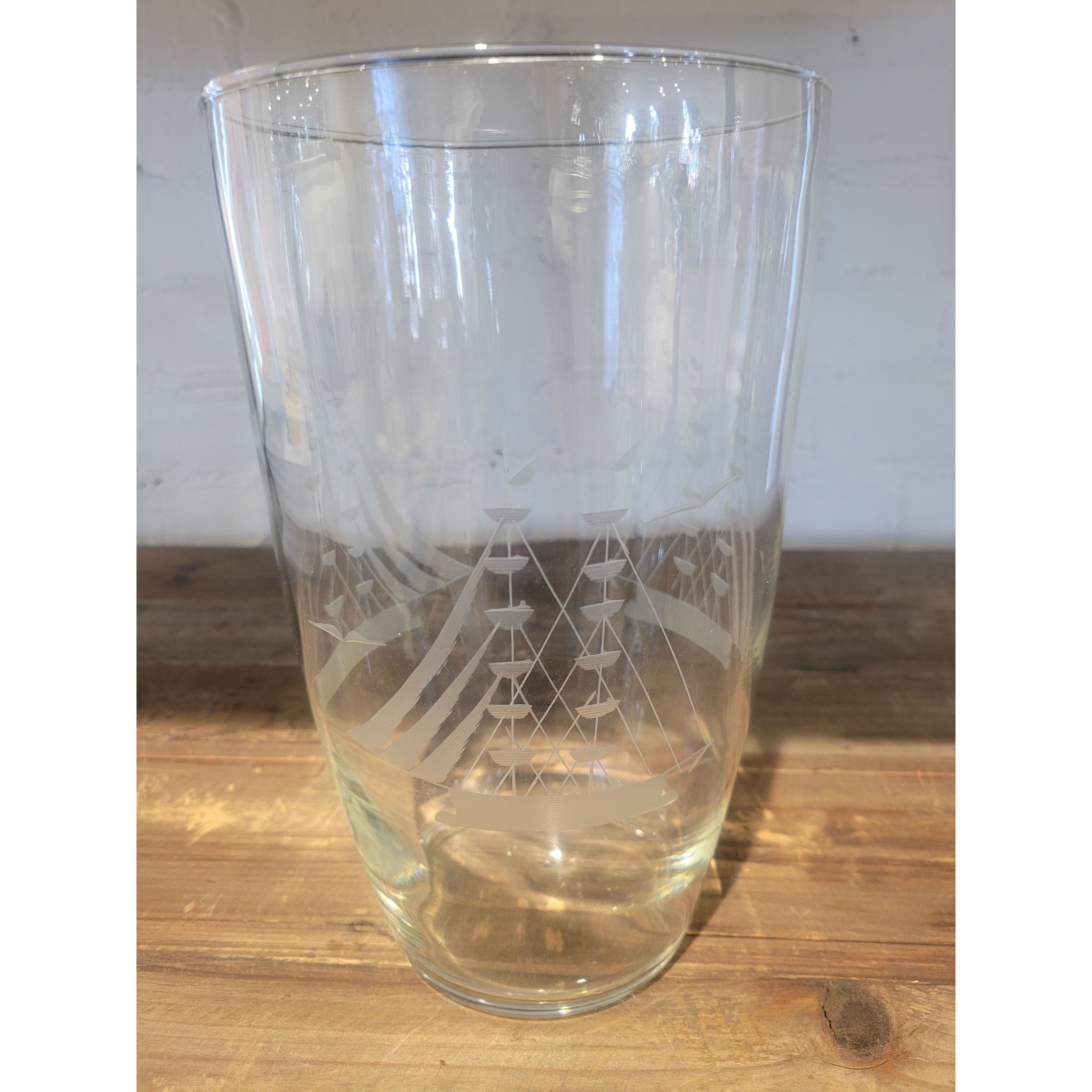Clipper Ships Etched Crystal Vase