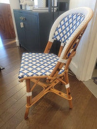 SET of 3 Blue & White Wicker Side Chairs by Maison Drucker