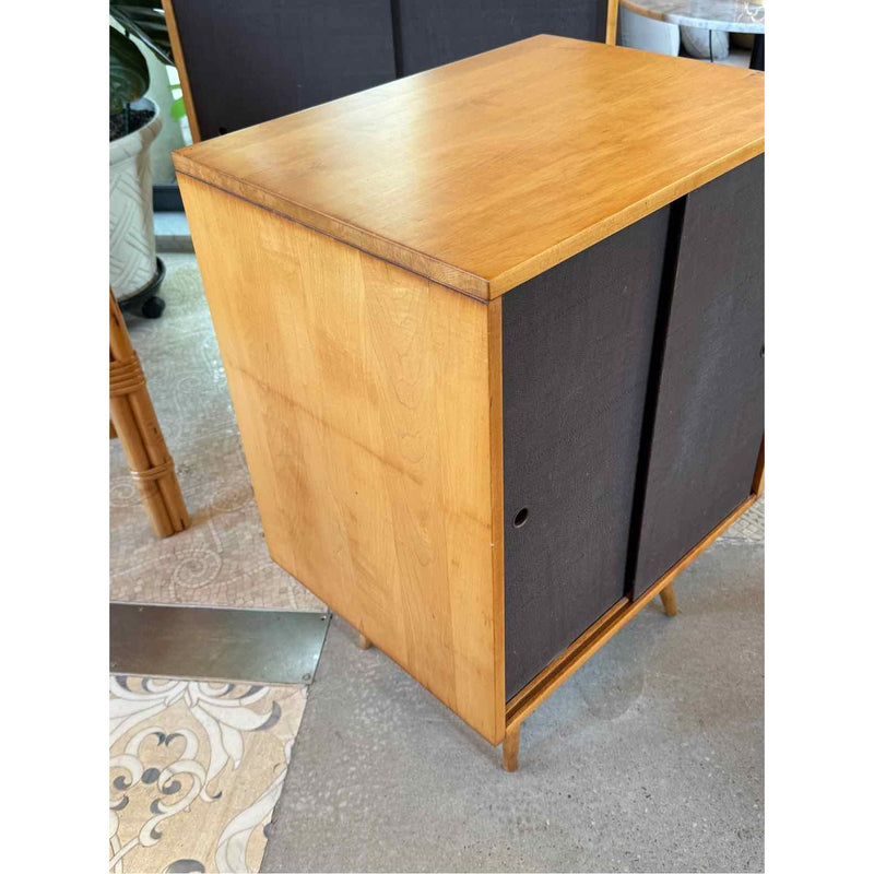 2-ft Mid-Century Maple Cabinet w/ Sliding Grasscloth Doors by Paul McCobb