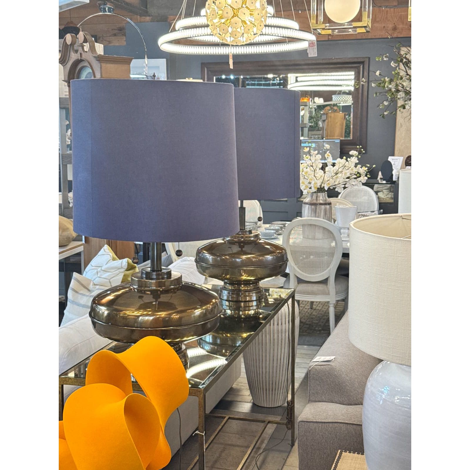 Vintage 1960's Pair of Bronze Table Lamps