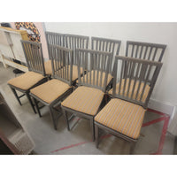 SET of 8 Gray Wood Village Grigio Dining Chairs (AS IS) - colletteconsignment.com