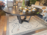 Custom 6-ft Round Black Walnut Dining Table w/ Rift Oak Finish