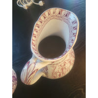 Antique Red Transferware Porcelain Pitcher by Trajan