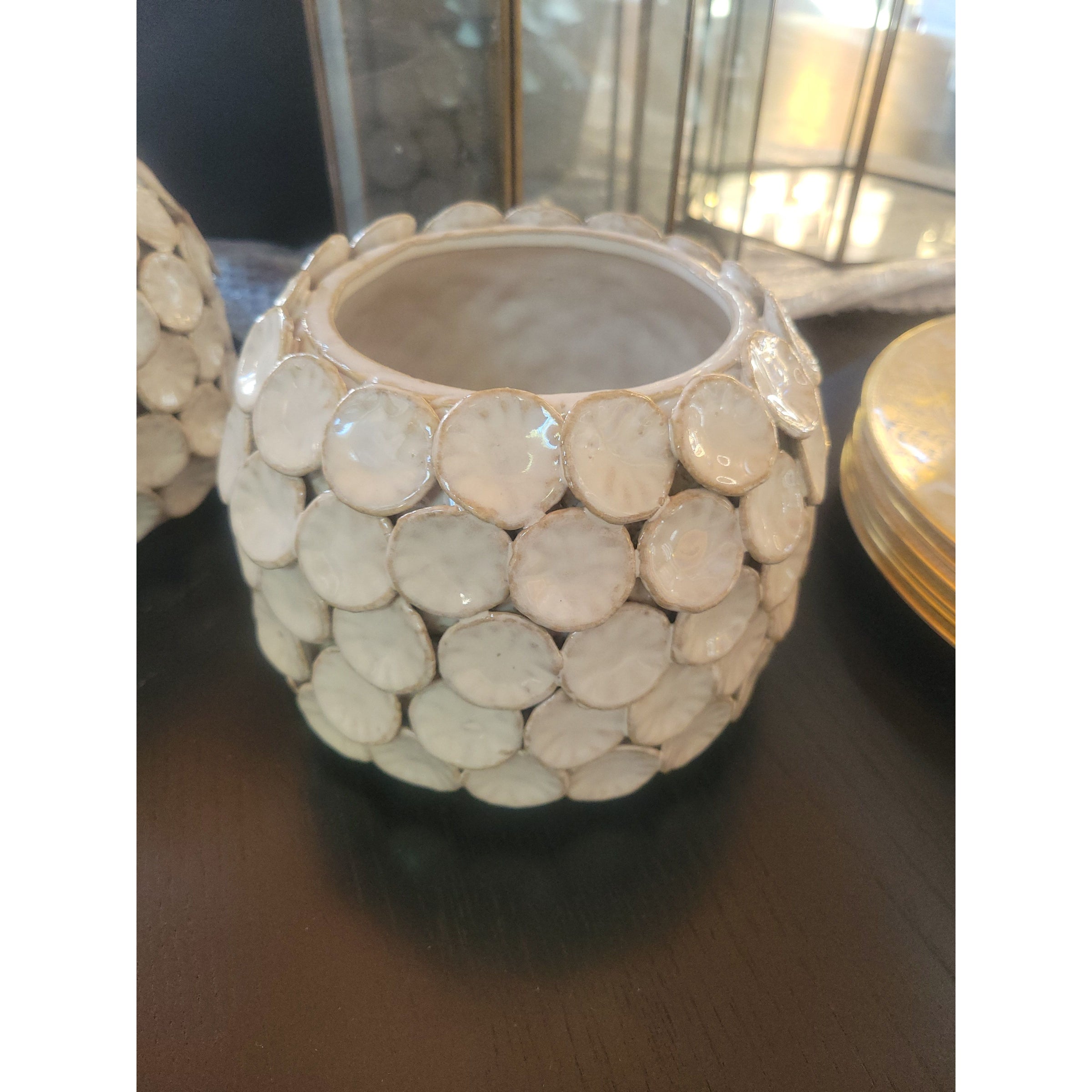 Glazed Ceramic Boho Disc Vase
