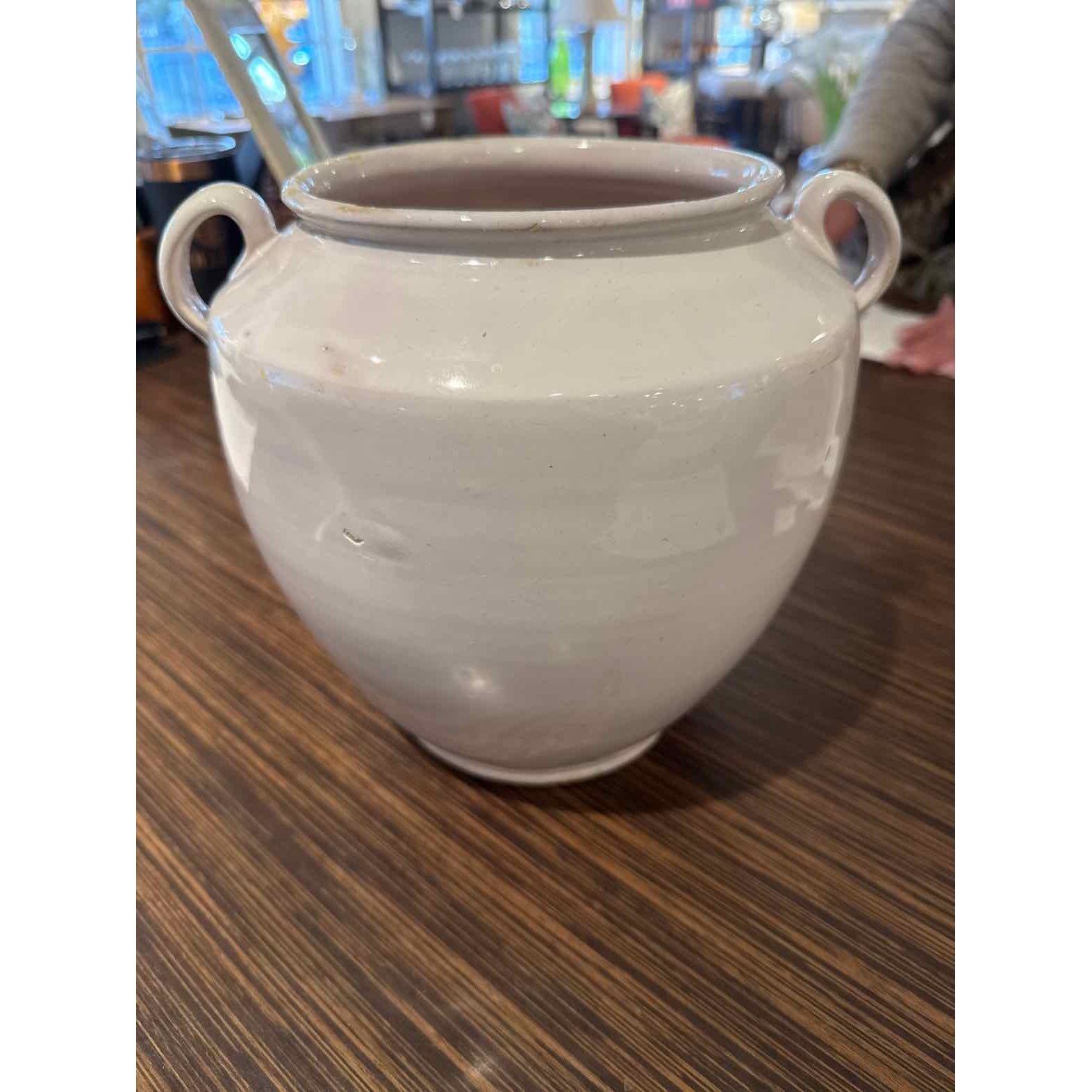 White Ceramic Pot w/Handles