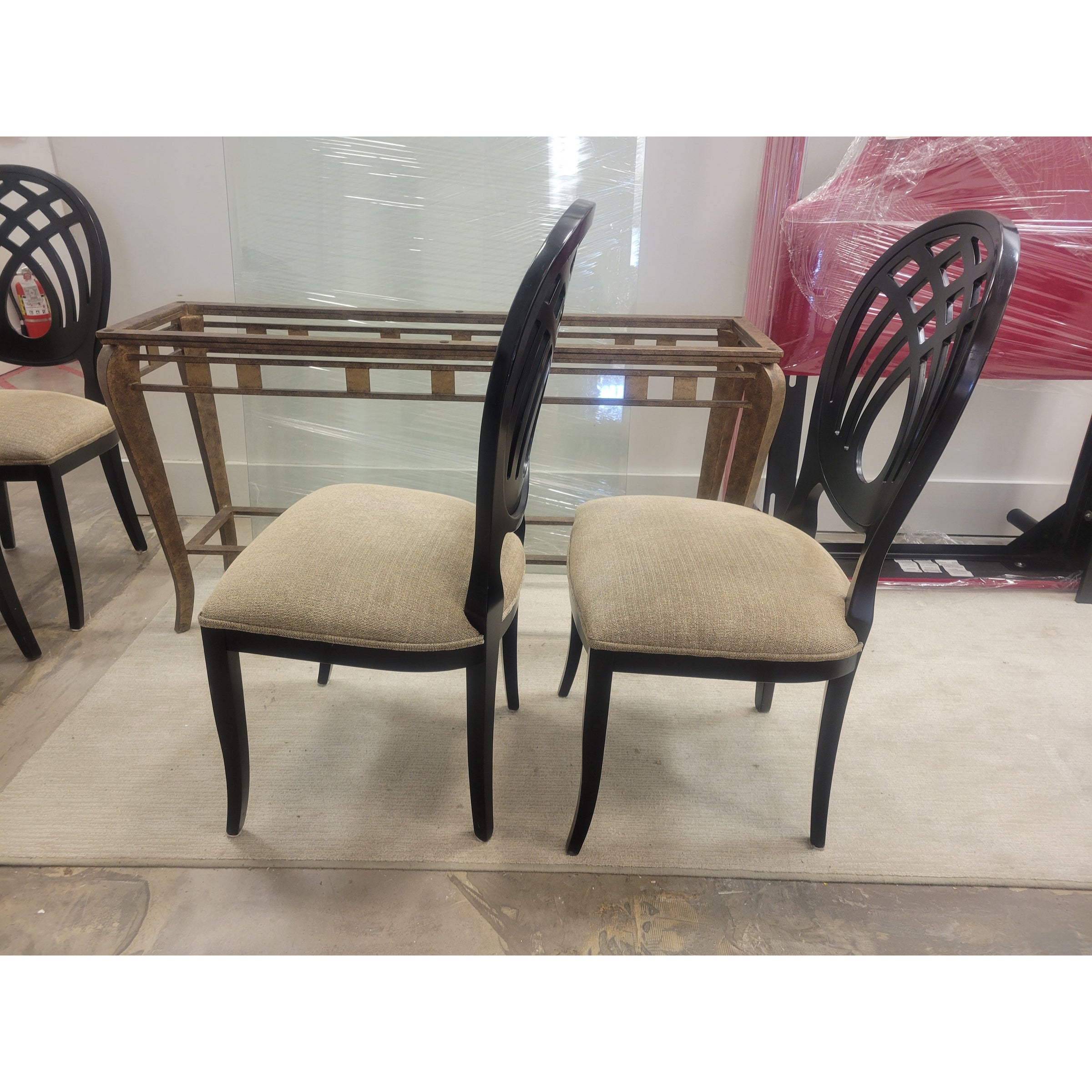 SET of 6 Italian Ebony Chairs w/ Fabric Seats by Costantini Pietro - colletteconsignment.com