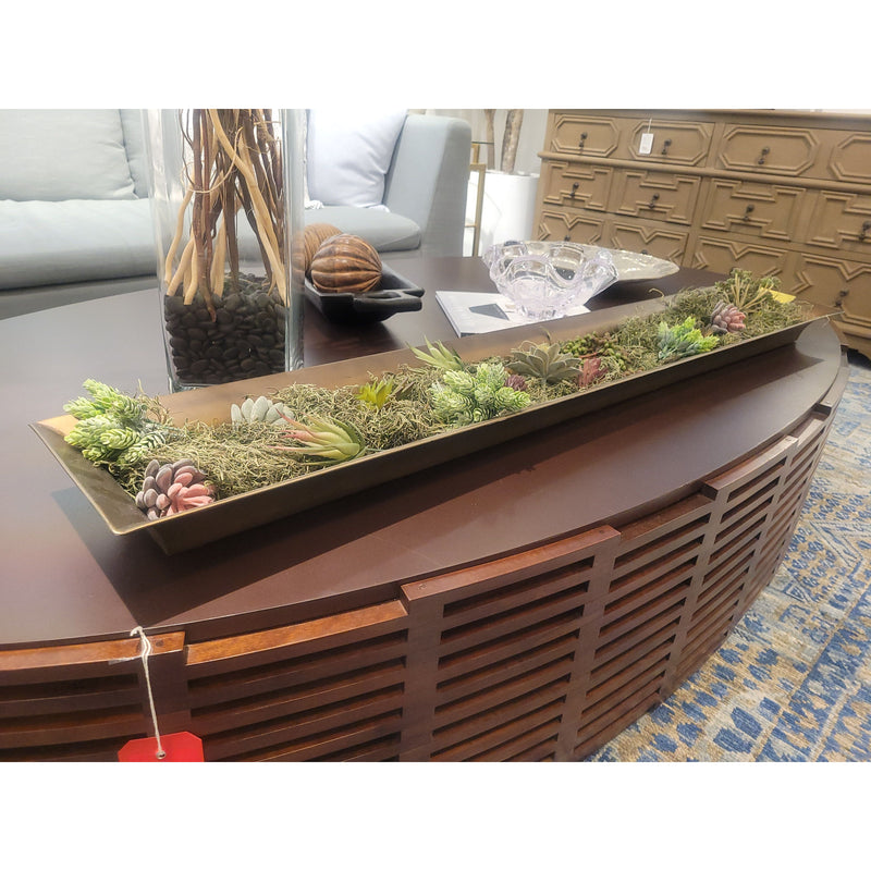 Long Brass Finished Steel Planter w/ Faux Succulents by RH - colletteconsignment.com
