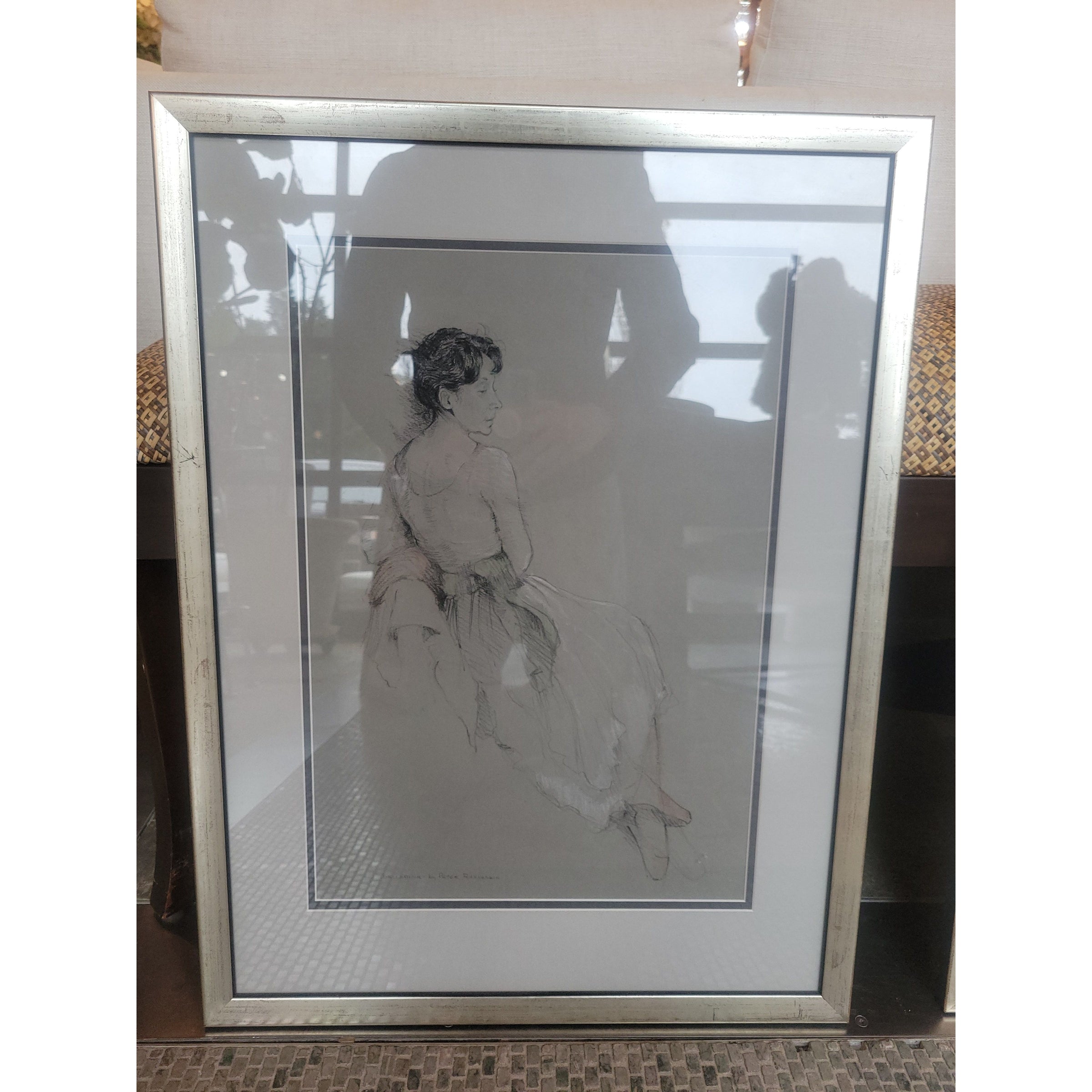 "Ballerina" Drawing by Peter Richardson in Silver Frame