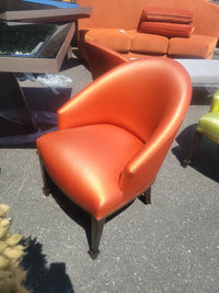 PAIR of Orange Vinyl Round Back Chairs - AS IS