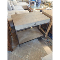PAIR of Sawn Wood & Textured Steel 1-Drawer Side Tables by David Iatesta
