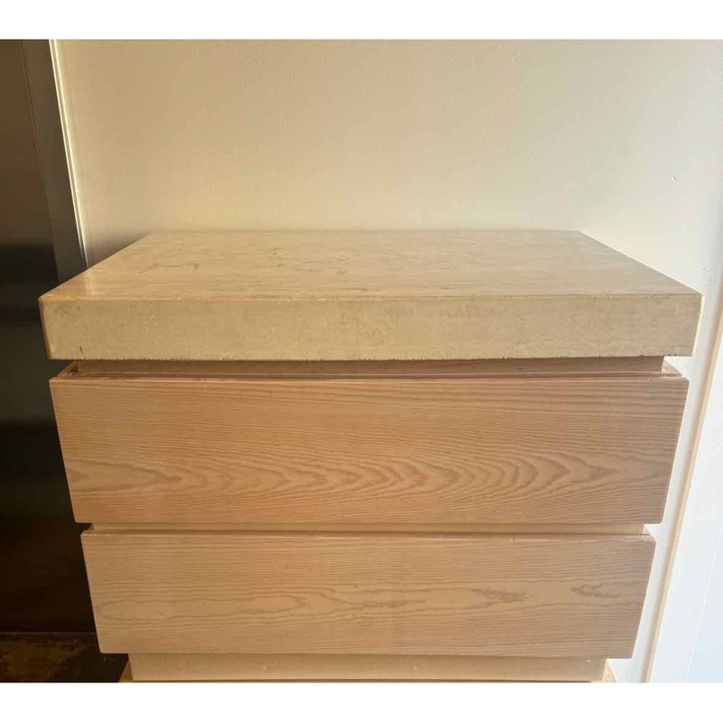 Pair of Linea Maple Night Stands w/ Travertine Tops by Kreiss