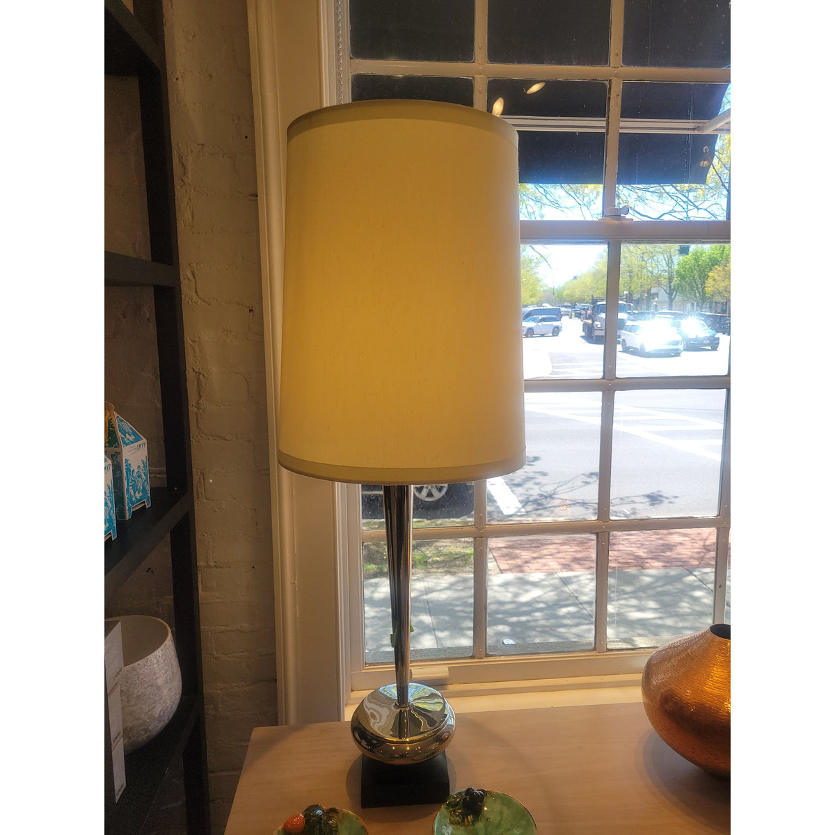 XL Chrome Table Lamp w/ Shade - colletteconsignment.com