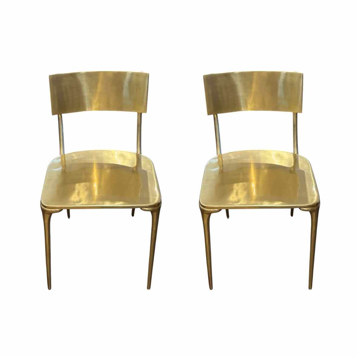 PAIR of Gold Tone Aluminum Indoor / Outdoor Chairs