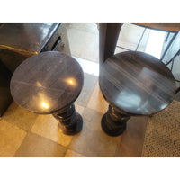 PAIR of 'Sasha' Black Marble Drink Tables by Currey & Co.