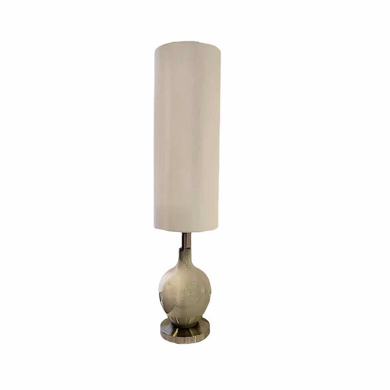 Grey & Metal Tall Table Lamp