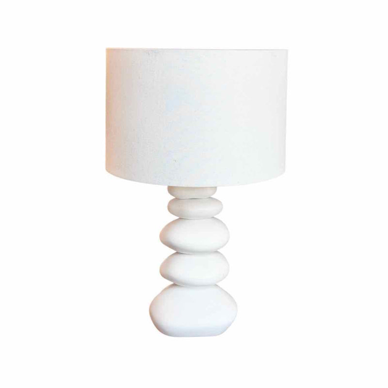 White Ceramic Stacked Stone Table Lamp