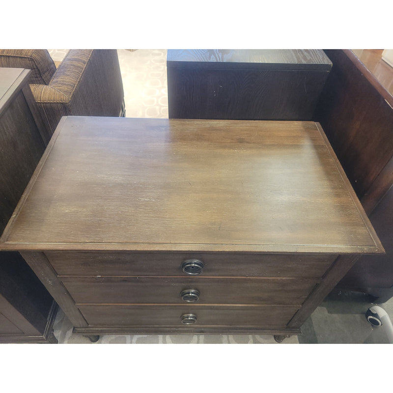 PAIR of Maison 3-Drawer Oak Nightstands w/ Pewter Hardware & Key by RH