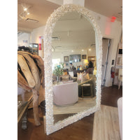 Custom 8-ft Arched Standing Mirror Lined w/ Bahamas Shells (AS IS) - colletteconsignment.com