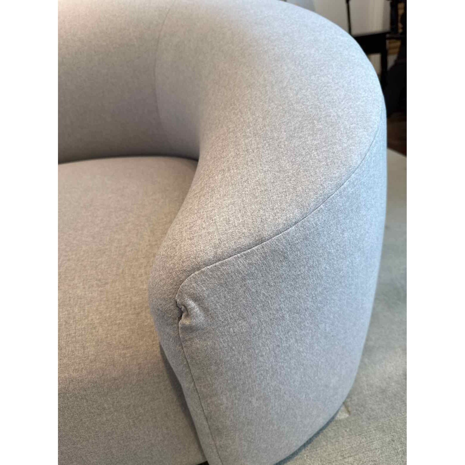 Damaged Curved Sofa in Merino Heather Grey 80"L x 36.5"W x 30"H (Retail @$5,340)