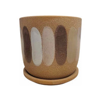 Matte Tan Ceramic Pot w/ Drainage Plate